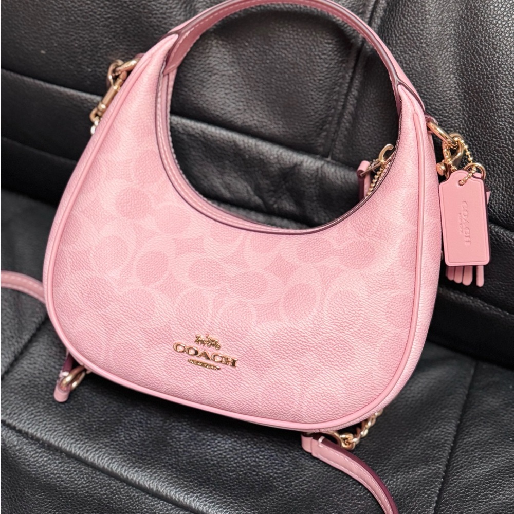 NWT Coach Carmen Mini Crossbody Bag In Signature Canvas CAM83 in powder pink